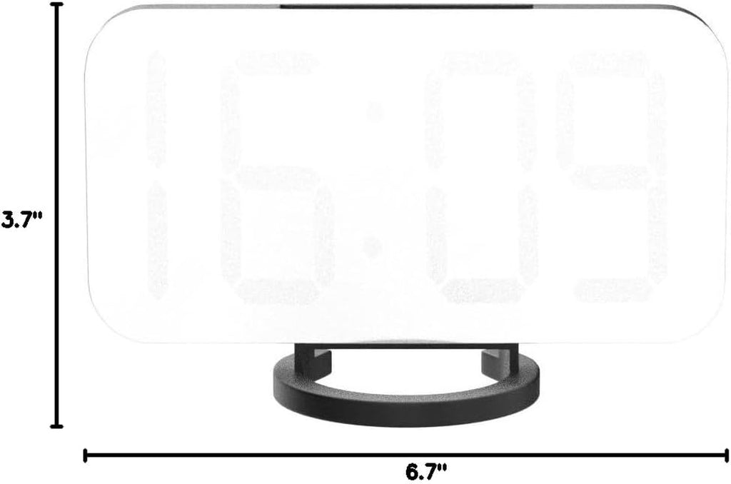 Digital Alarm Clock, Large LED Display, with USB Charger, Snooze Function Dim Mode Wall Hanging beside Desk Clock for Bedroom Black Room Decor