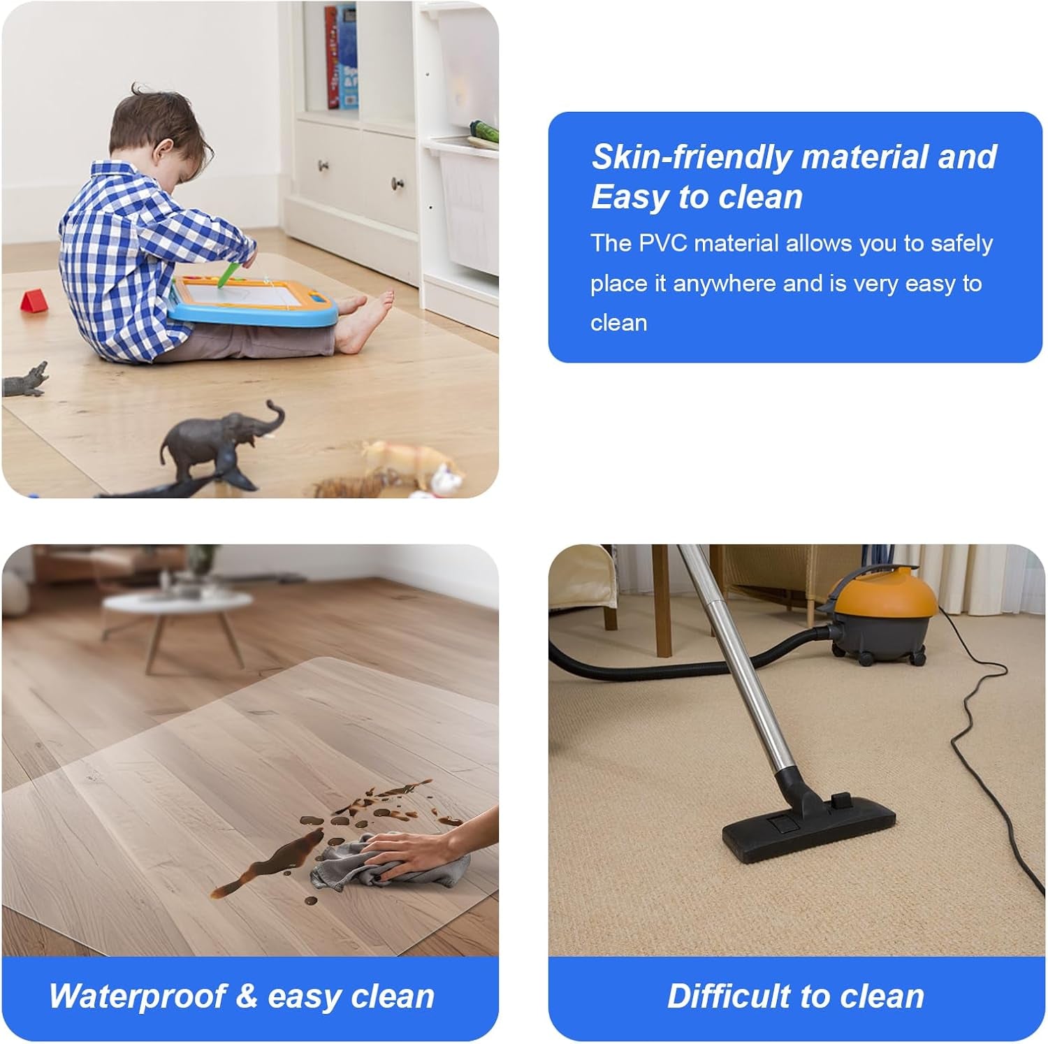 Office Chair Floor Mat for Hardwood - Clear, Easy Glide and Protection - Plastic - 30" X 48"