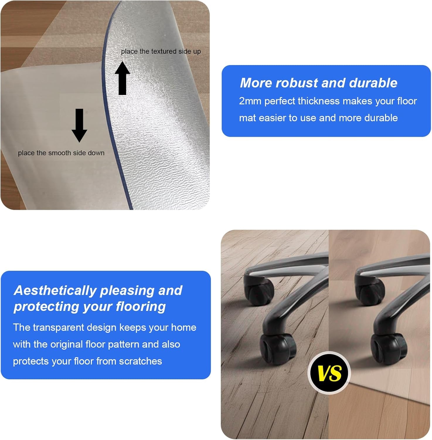 Office Chair Floor Mat for Hardwood - Clear, Easy Glide and Protection - Plastic - 30" X 48"