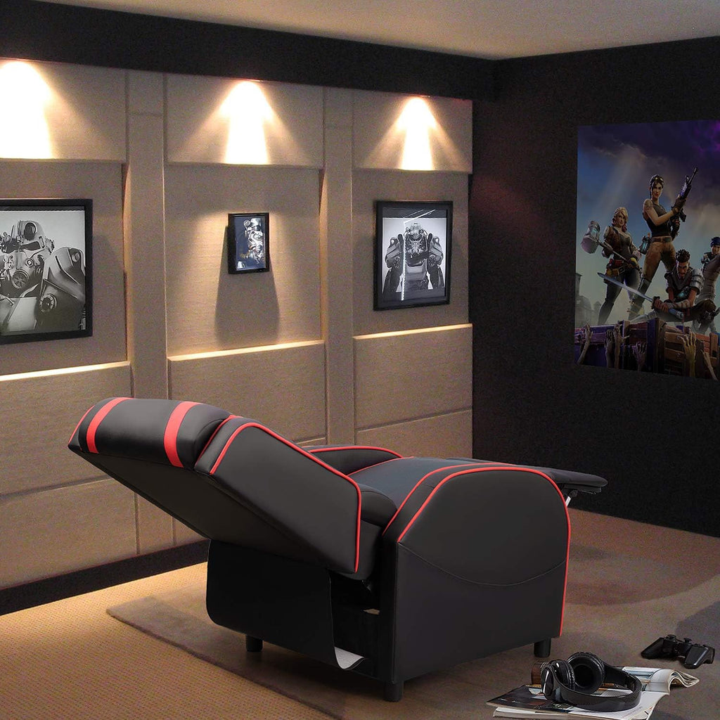 Massage Gaming Recliner Chair PU Leather Home Theater Seating Single Modern Living Room Sofa Recliners (Red)