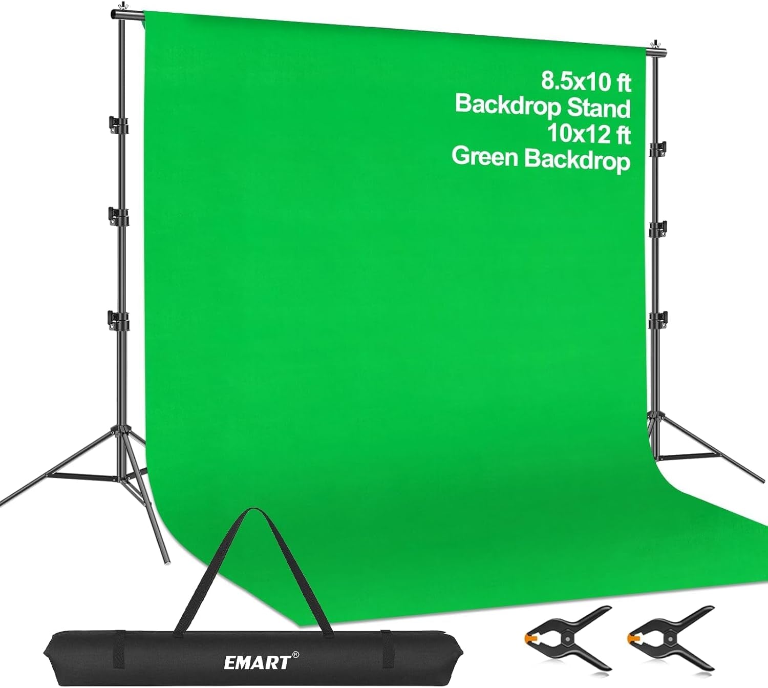 8.5 X 10Ft Green Screen Backdrop Kit with Tripod Stand, Photography Background Support System with 10 X12Ft 100% Cotton Muslin Chromakey Curtain for Photo Studio, Video Shooting, Live Streaming