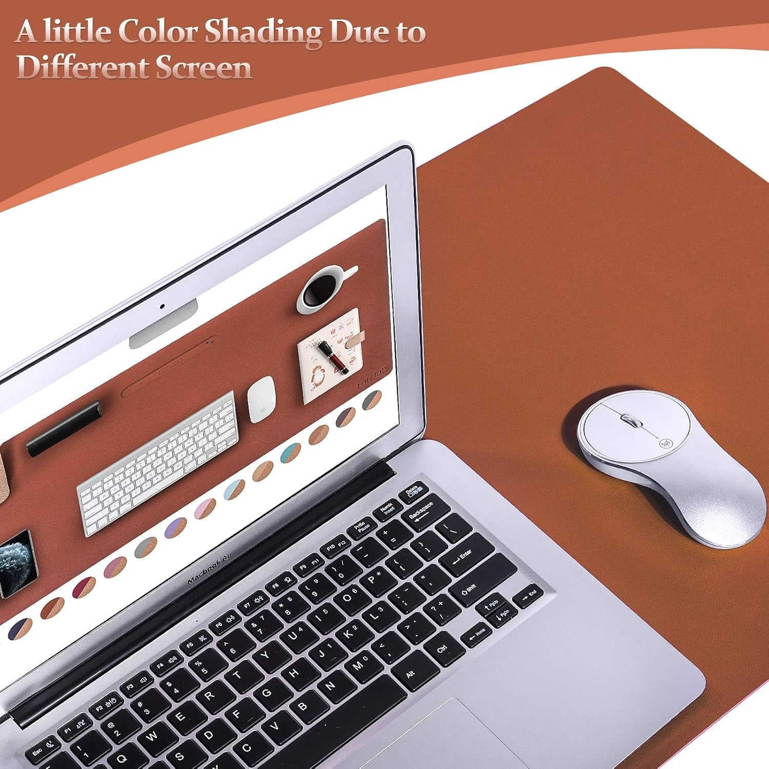 Leather Desk Pad - 39" X 20" Office Mat, Large Mouse Pad Protector, Desktop Mat, Writing Pad, Blotter, Cover (Cork+Brown)