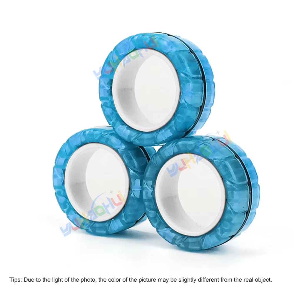 3PCS Fingertip Magnetic Rings Colorful Relief Fidget Toys Set for Adult Magnet Spinner Anti-Stress Relieve Anxiety Toys for Boys