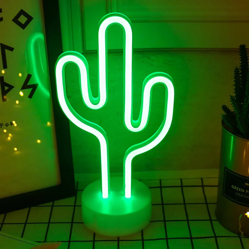 Cactus & Flamingo Cartoon Night Light