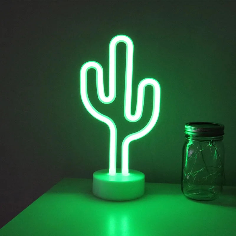 Cactus & Flamingo Cartoon Night Light