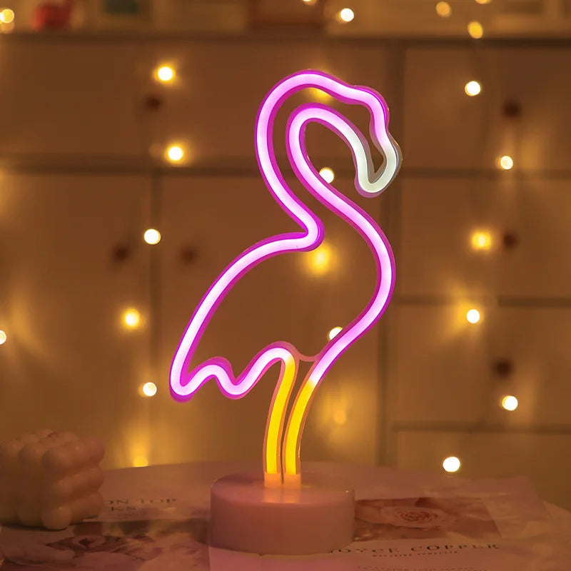 Cactus & Flamingo Cartoon Night Light