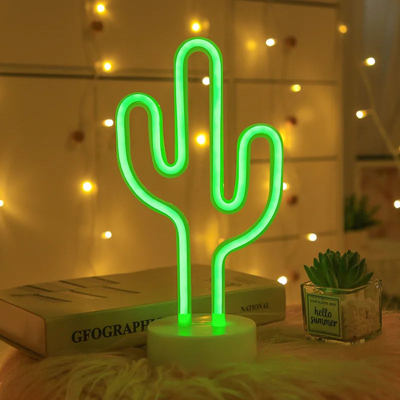 Cactus & Flamingo Cartoon Night Light