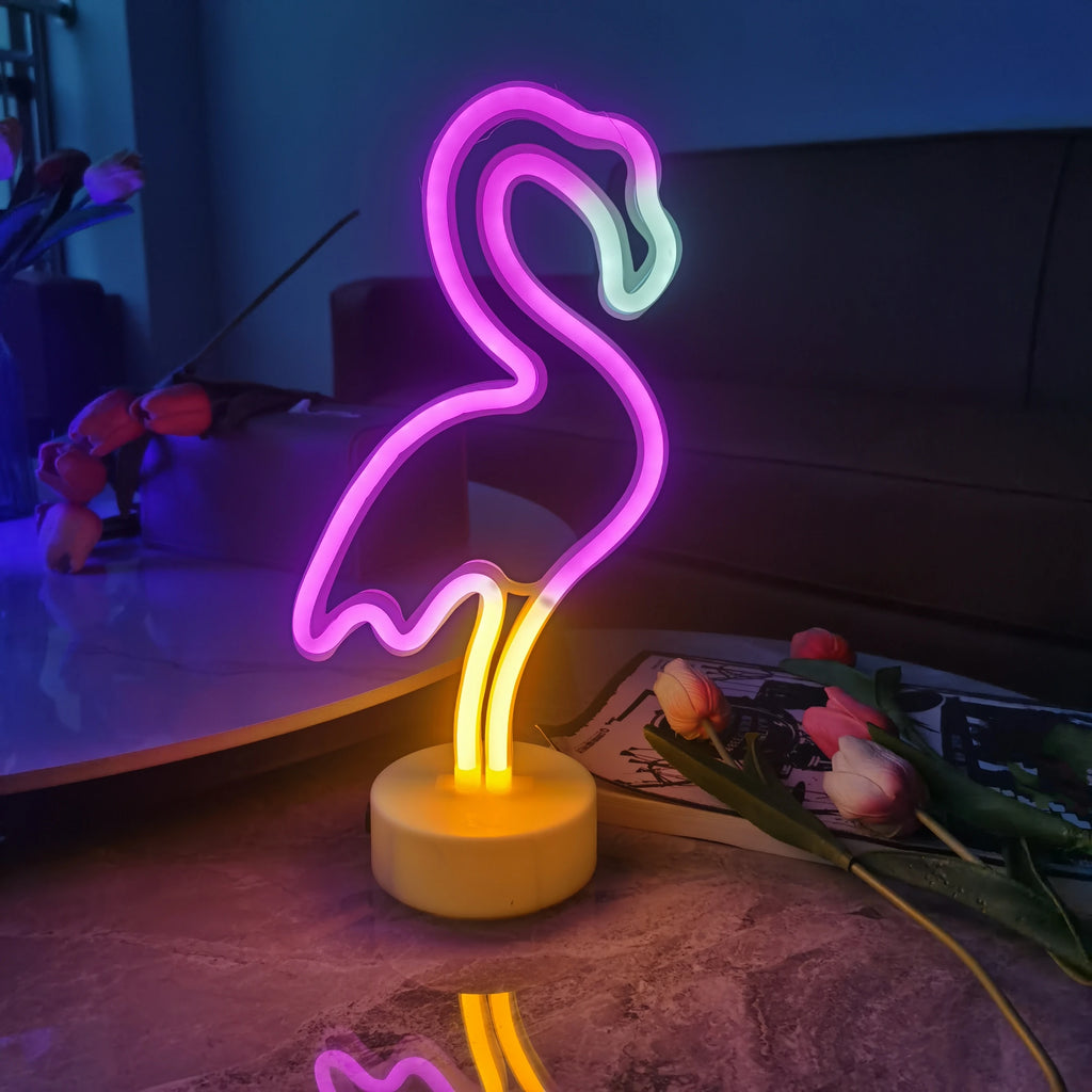 Cactus & Flamingo Cartoon Night Light