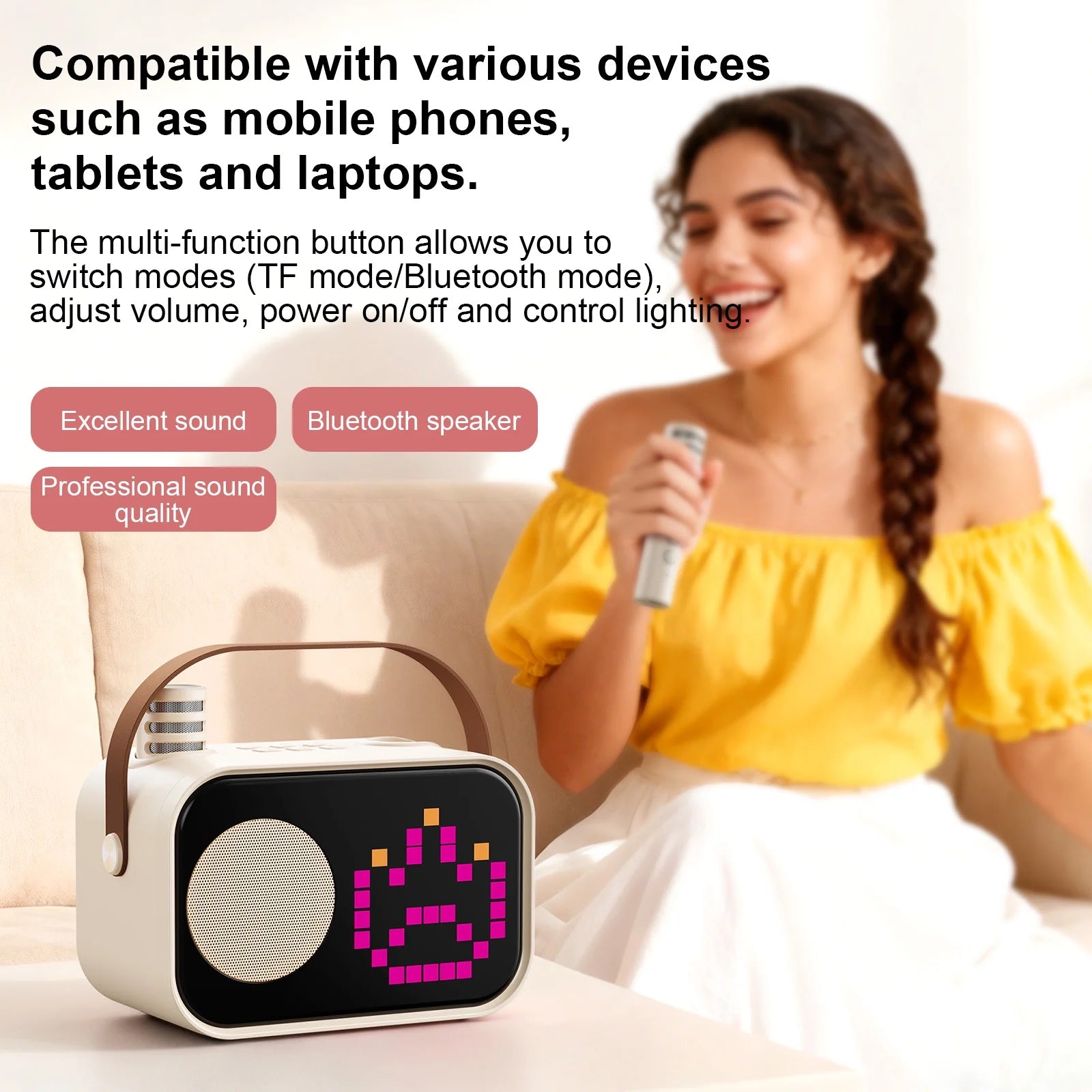 Karaoke Machine for Kids, Kids Karaoke Machine, 15+ Animation Modes, Kids Toy Gift