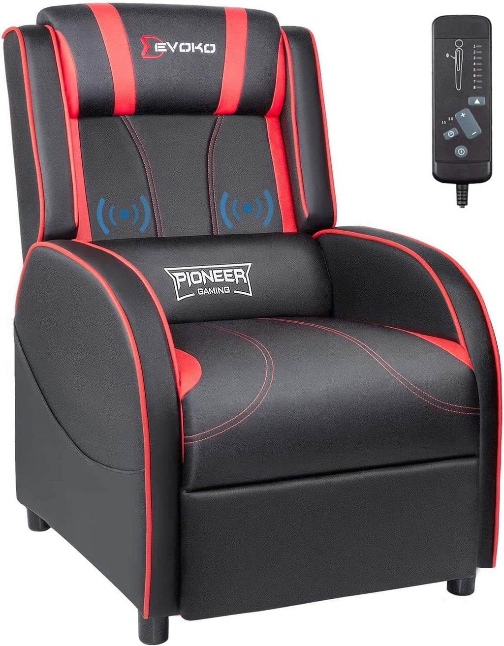 Massage Gaming Recliner Chair PU Leather Home Theater Seating Single Modern Living Room Sofa Recliners (Red)