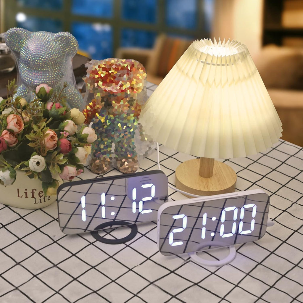 Digital Alarm Clock, Large LED Display, with USB Charger, Snooze Function Dim Mode Wall Hanging beside Desk Clock for Bedroom Black Room Decor