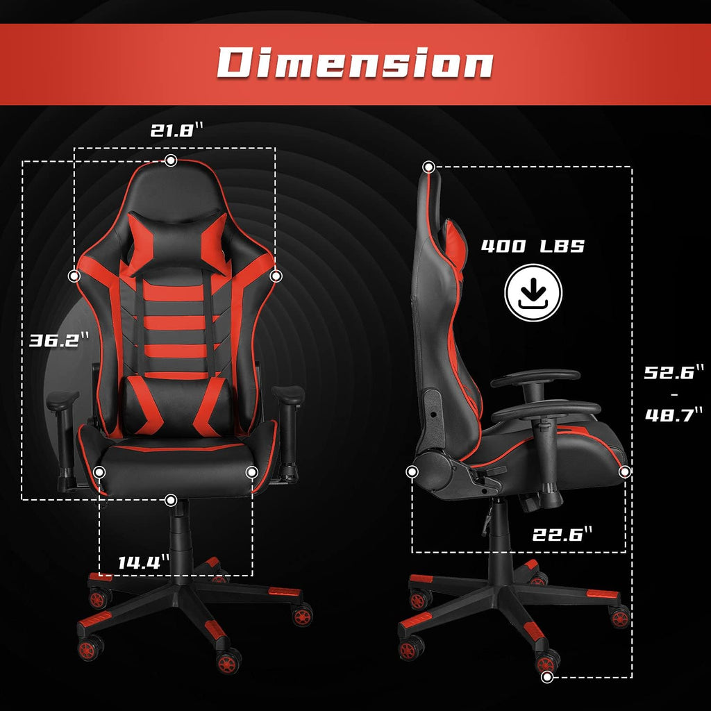 Gaming Chair, High Back Ergonomic Office Chair Computer Chair for Teens, Desk Chair with Adjustable Swivel Task Chair for Adults with Headrest and Lumbar Support Red…