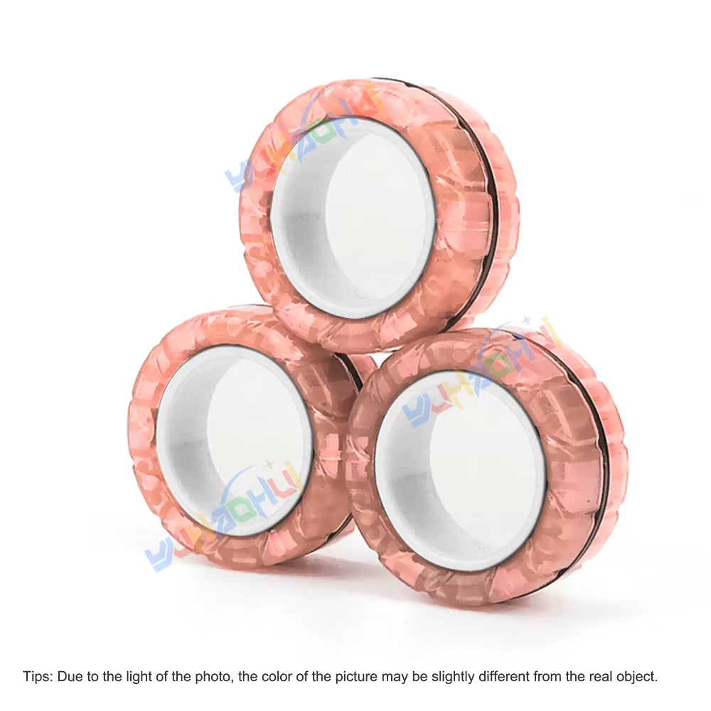 3PCS Fingertip Magnetic Rings Colorful Relief Fidget Toys Set for Adult Magnet Spinner Anti-Stress Relieve Anxiety Toys for Boys